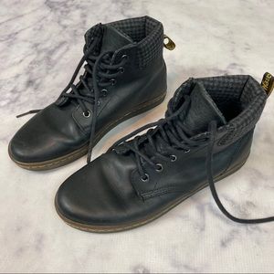 dr. marten flannel maelly greasy high top shoes